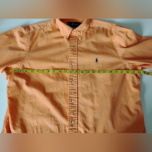Ralph Lauren Cotton Poplin Button Down Shirt Orange Classic Fit Preppy Size L - Picture 15 of 17
